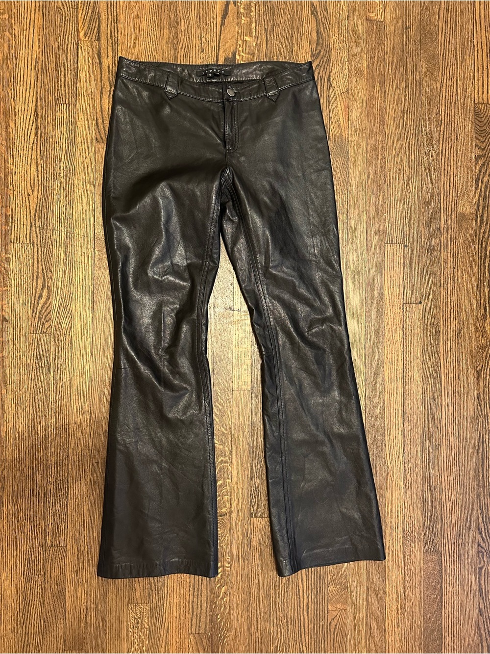 Theory Black 100% Leather Boot-Cut Pants Double Lined
